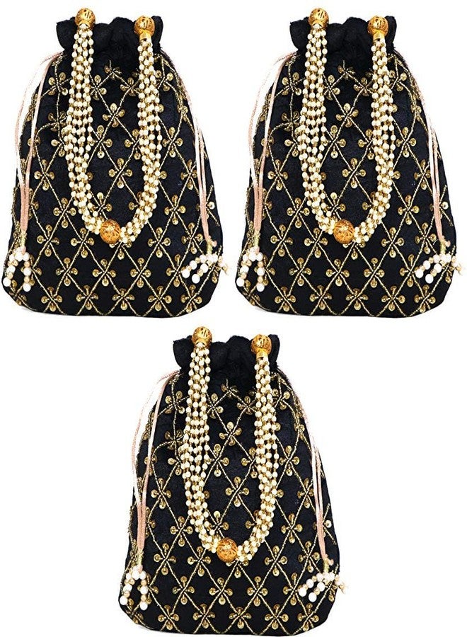 حقيبة بوتلي نسائية من دوقة باللونين الأسود والذهبي (عبوة من 3 قطع)